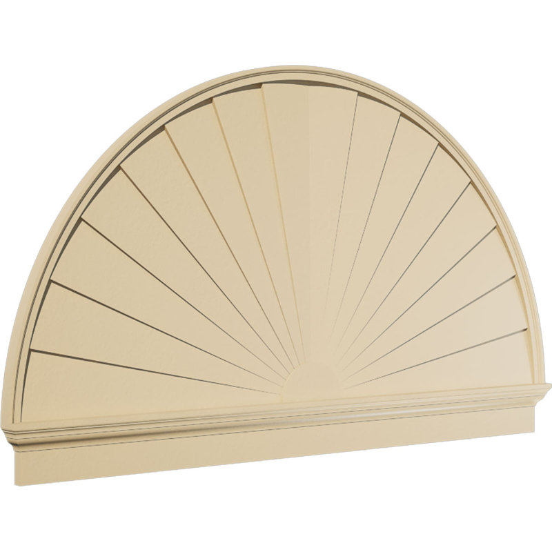 Demi-rond signature fronton en uréthane, brun clair apprêté, 72 po x 42,75 po x 2,75 po, Combinaison, Rayons de soleil