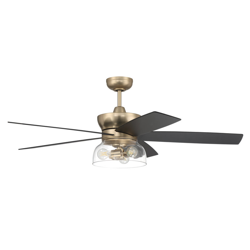 52'' Ceiling Fan with LED Lights, Brown