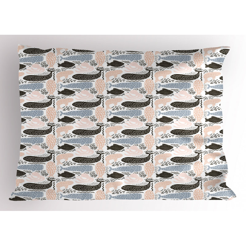 Taie décorative en microfibre de polyester gris / bleu / rose, Grand lit