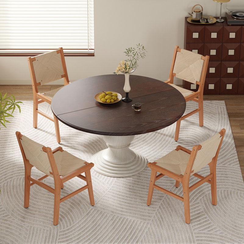 Mordern Dining Chair With Woven Rope Design, Natural/Beige 
