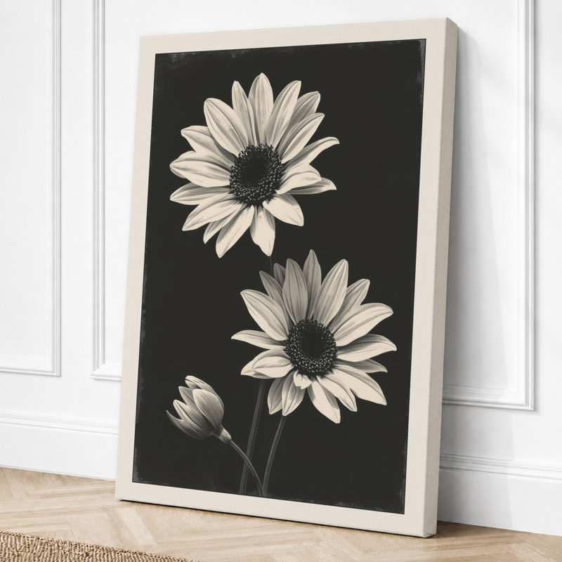 Luminous Daisies Botanical - Wrapped Canvas, 24x16 - 61.0 x 40.6 cm, Cream Border