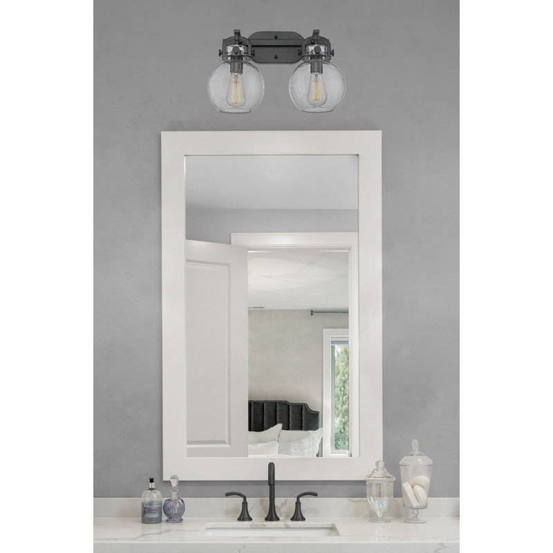 Éclairage pour meuble-lavabo mural 2 lumières 7 po Slocomb, Bullé, Nickel satiné