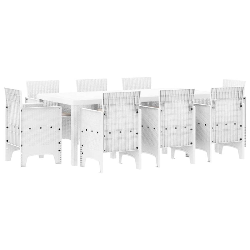 Garden Dining Set 9 Pcs White Poly Rattan