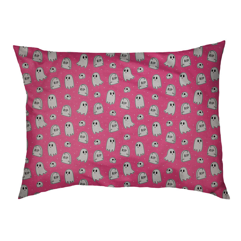 Coussin décoratif pour chien à l’extérieur pastel Campion, Moyen (L 29,5 po x P19,5 po x H 9,5 po), Rose / Gris