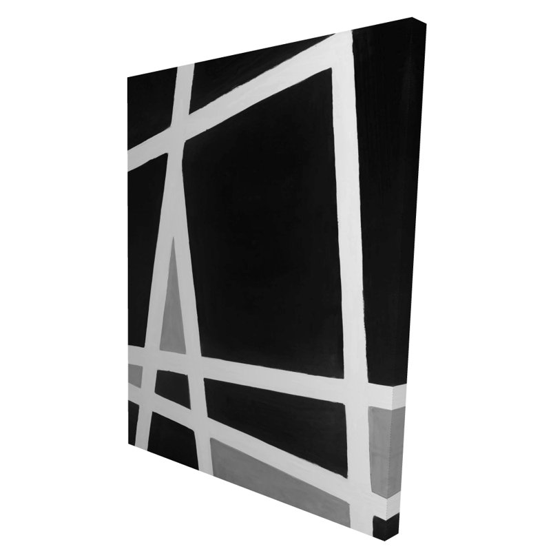 Toile de formes abstraites noires et blanches | Décoration de salon moderne