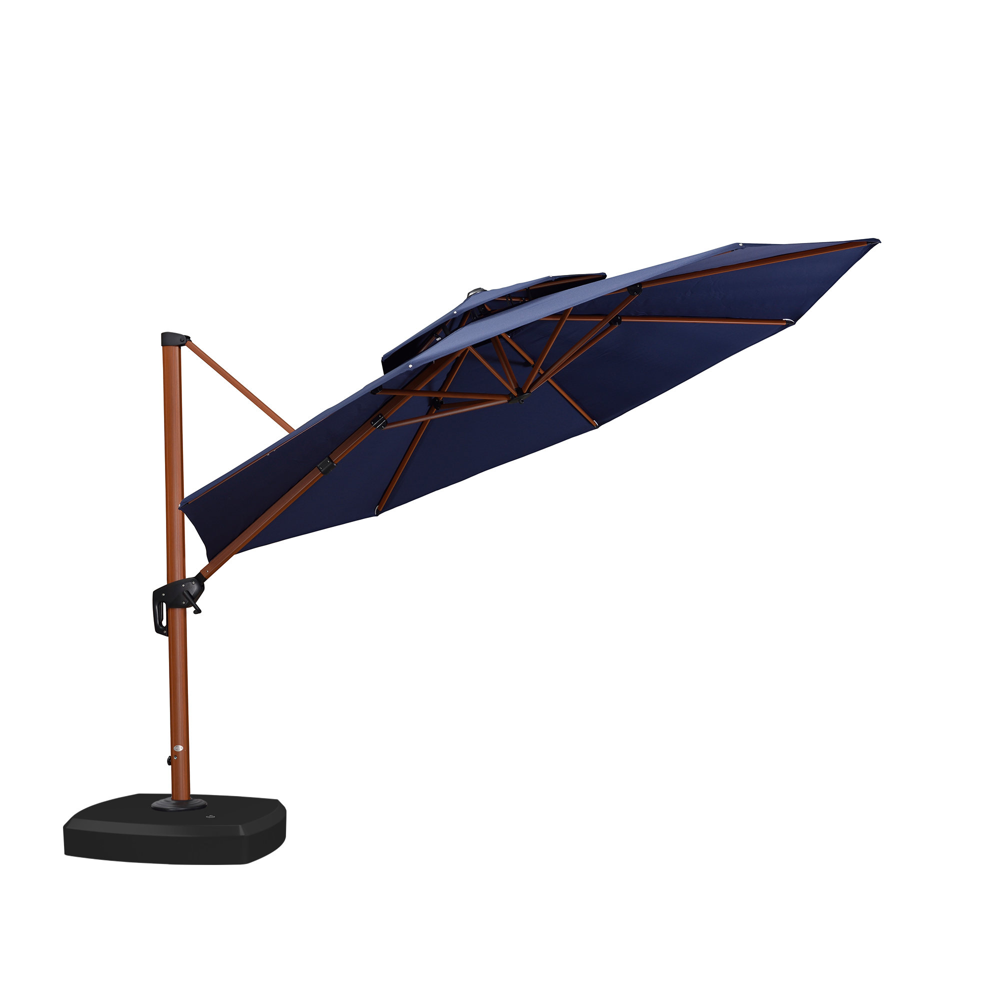 Purple Leaf 144'' Round Large Outdoor Cantilever Umbrella with Wheeled