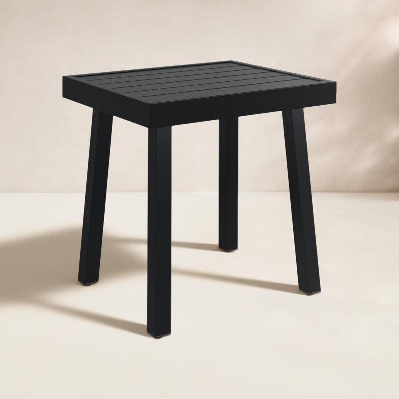 Table d'appoint en aluminium Armando, Noir, noir, noir, noir