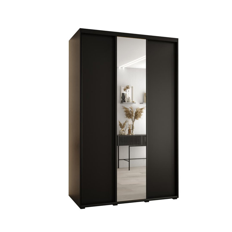 Darivs 3 Door Manufactured Wood Wardrobe, Black