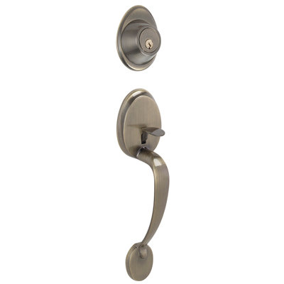 J Series Exterior Portion Handleset and Deadbolt (Interior Portion Sold Separately), Antique Brass