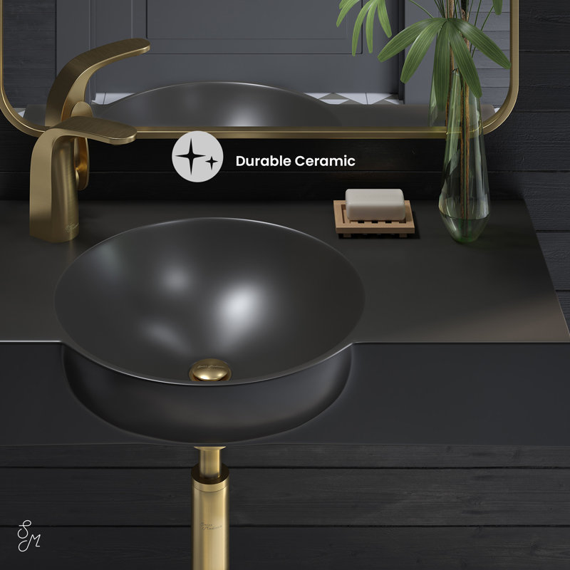 Chateau 30" Left Side Faucet Wall-Mount Bathroom Sink in Matte Black, Matte Black, Left