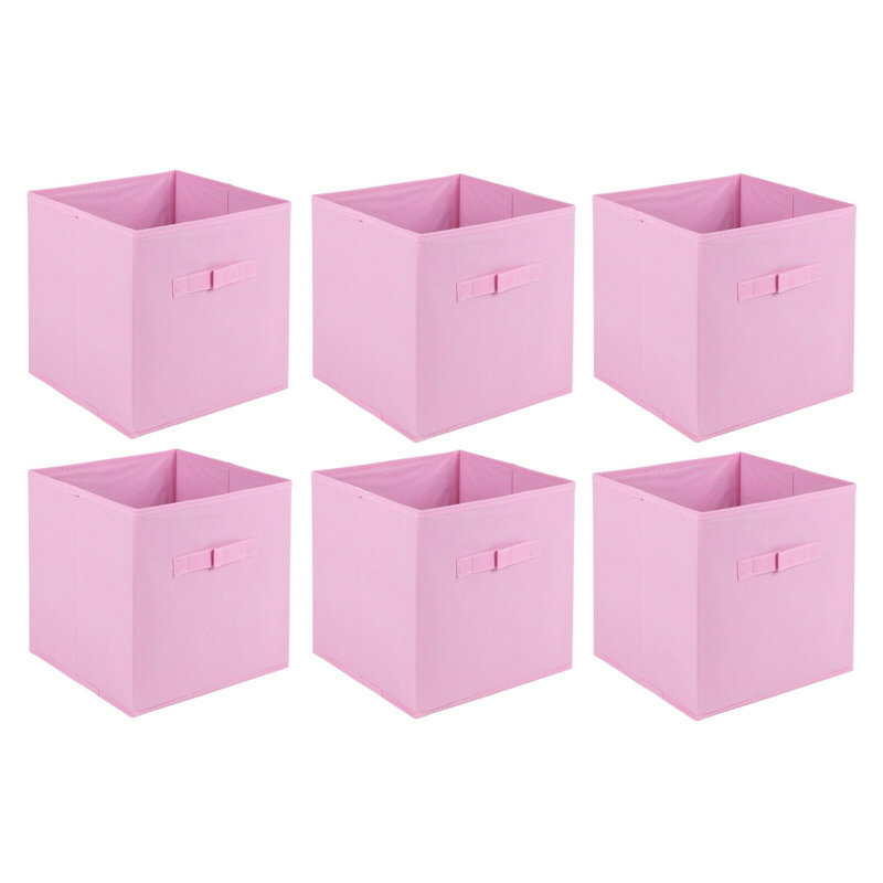 Ebern Designs Fabric Decorative Bin, Light Pink