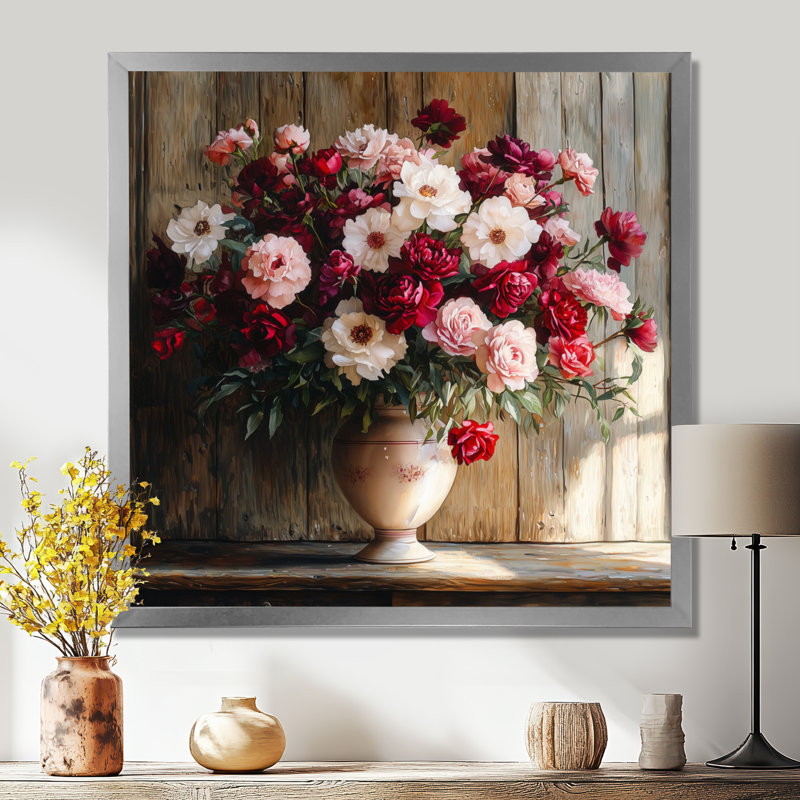 «Rustic Romance Bouquet Of Roses II», art mural assorti, Reproduction encadrée d'une seule photo, Argent argent
