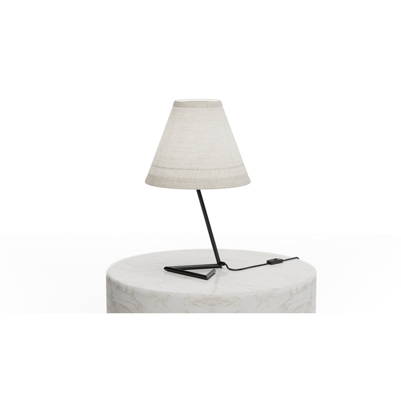 Lampe de table à base angulaire avec abat-jour conique - 23 po - Compatible avec ampoule E26 - Design contemporain