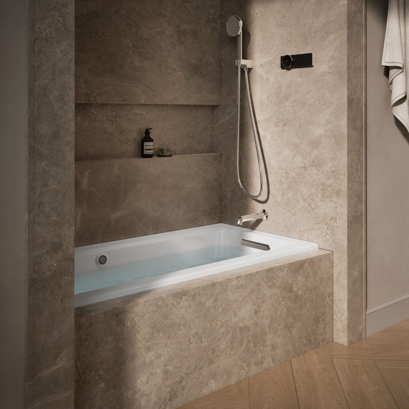 Baignoire en alcôve en acrylique avec chauffe-eau Archer® 60 po x 30 po Archer®, Blanc, Droite