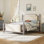 Lit plateforme en tissu d'ameublement en velours Callista