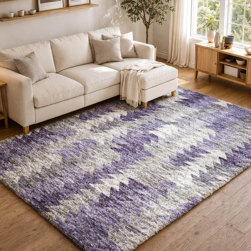 Tapis à poil long de qualité supérieure lavable à la machine ADS632, Purple, 5' x 7'6"
