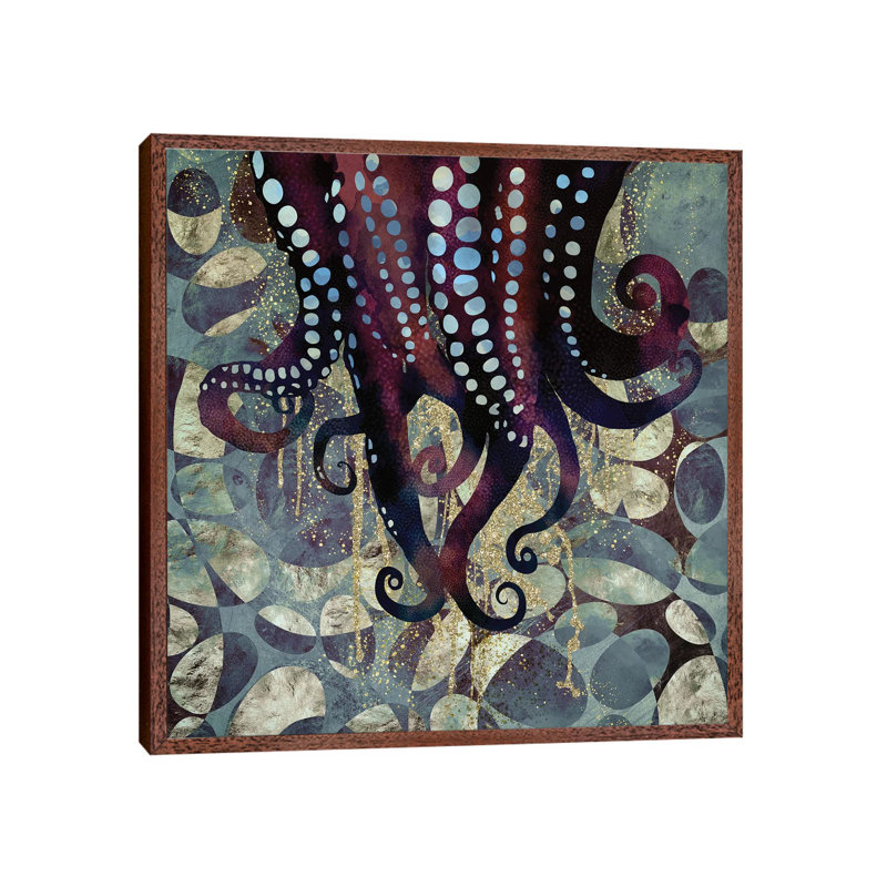 Metallic Ocean II - Print on Canvas, Classic Brown Wood Framed, 45.72 cm H x 45.72 cm W