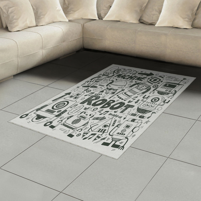 Robot Geek High Density Long Fiber Poly Threads Decorative Area Rug Carpet, Rectangle 4' x 5'8"