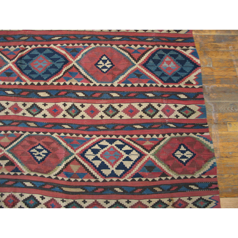 Tapis à tissage plat blanc antique Kilim