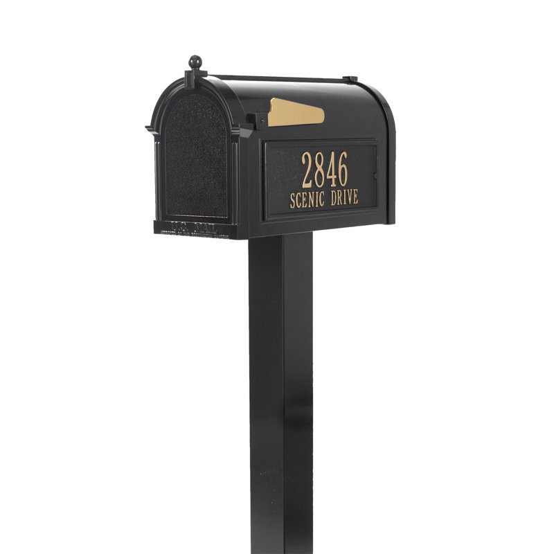 Premium Package Post Mounted Mailbox, Yes, Black
