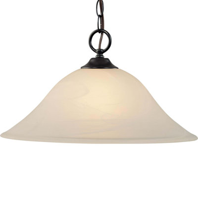 Luminaire suspendu d'intérieur en bronze antique avec bol en verre albâtre Hammond