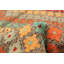 Tapis décoratif en laine de conception unique 4 pi 2 po x 5 pi 9 po noué à la main New Age orange/bleu/jaune
