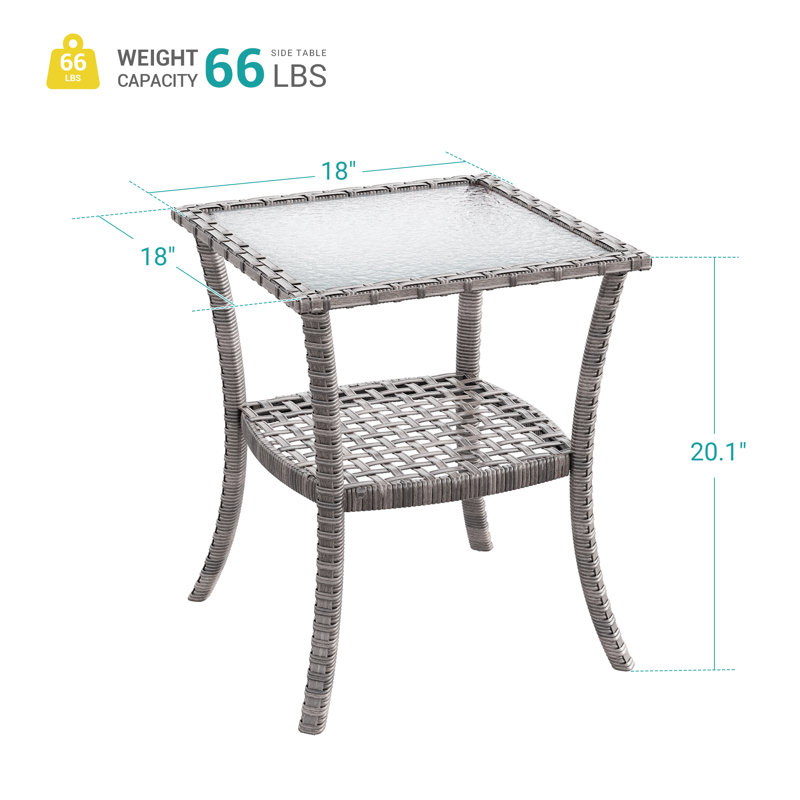 Houa Square Metal Outdoor Side Table , 18'' in. W 18'' in. D, Gray