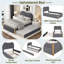 Lit plateforme tapissier avec pieds de support en bois et lit gigogne simple Madilyne-2008956529-2008956528