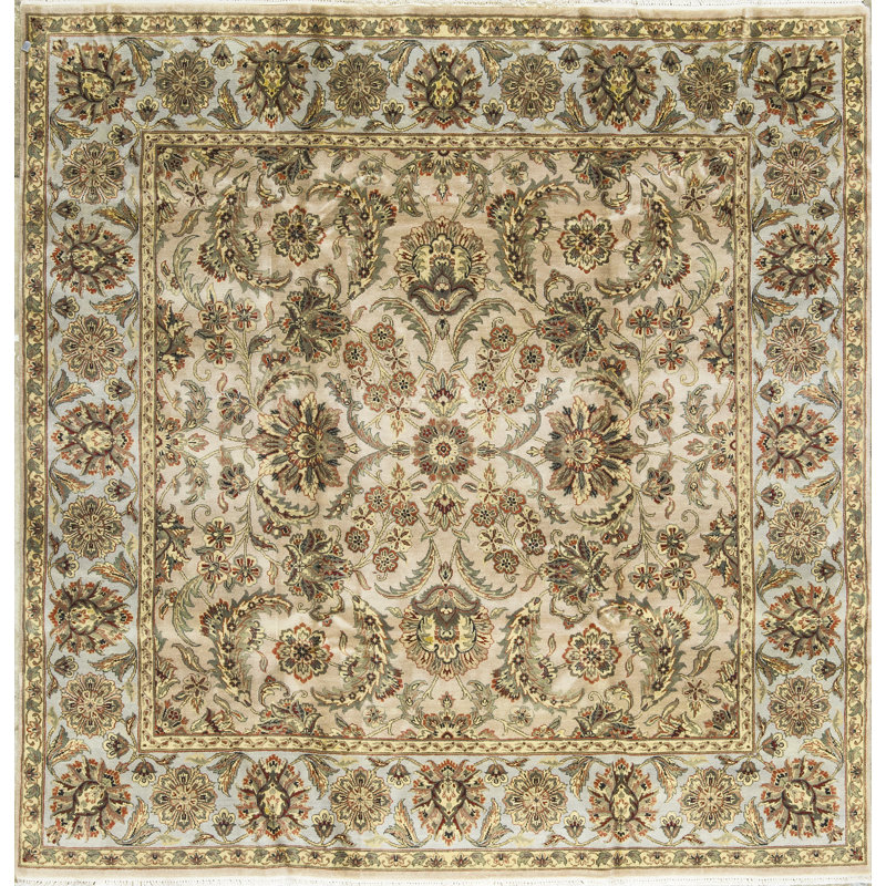 Hand-Knotted High-Quality Beige and Light Blue Area Rug