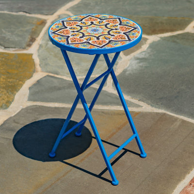 23in. Tall Volterra Mosaic Round Folding Plant Stand