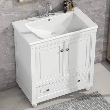 Ronning 30 Bathroom Vanity with Single Sink-Combination Under Counter Sink and Storage Cabinet Vanity Winston Porter Base Finish: White