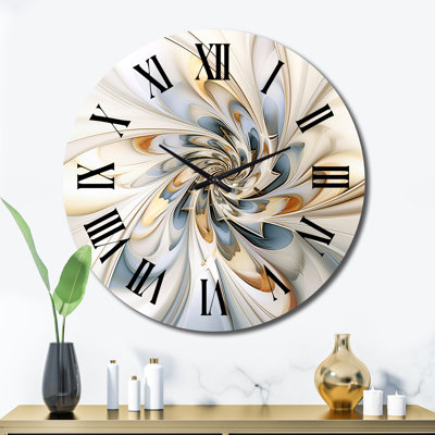 Fractal Flower Tender White Sensitivity III Metal Wall Clock