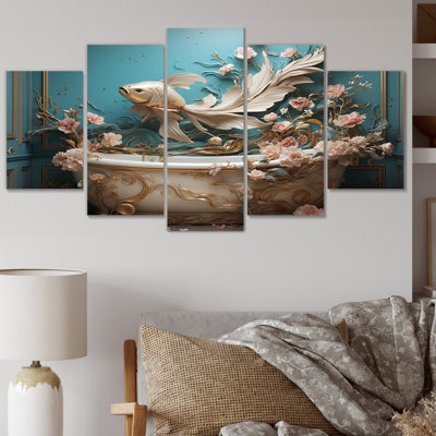 Bathroom Art Deco II - Bath & Laundry Wall Art Print - 5 Panels
