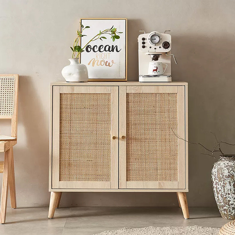 Buffet décoratif moderne en rotin simple tissé, Brun