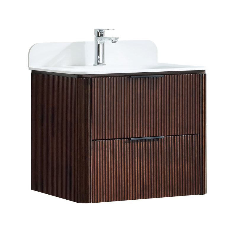 Ensemble de meuble-lavabo à simple cuve 24 po Voulis, Noyer, Noir, 24"