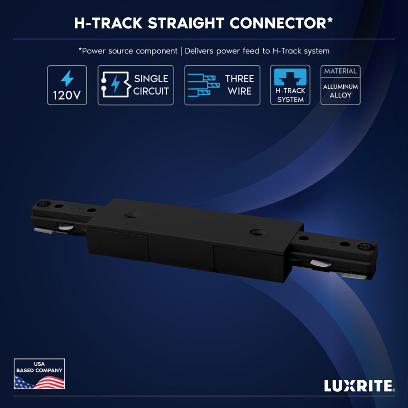 Connecteur droit H Luxrite, connecteur droit de type H, compatible avec une source d'alimentation à 3 fils 120 V, paquet de 4 noir