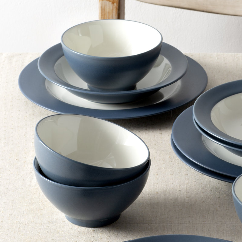Noritake Colorwave 12-Piece Rim Dinnerware Set, Service for 4, Blue