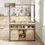 Îlot de cuisine de 42 pouces avec prise de courant en brun - Chariot mobile avec portes coulissantes, rangement, 2 armoires et 4 tablettes pour la cuisine ou la salle à manger