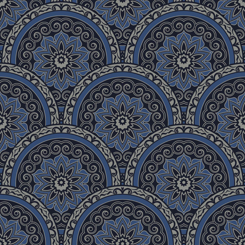 Jasmyn 10m x 53cm Wallpaper Roll, Blue