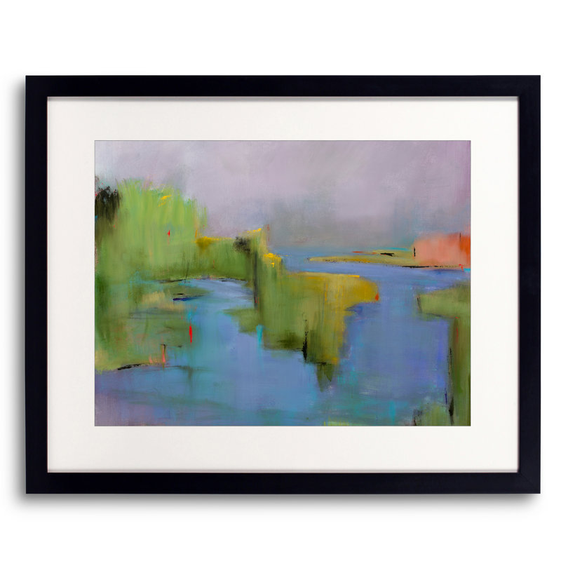 Sunset On The Marsh Print by Jacquie Gouveia, Black Framed Paper, White, 16" H x 20" W