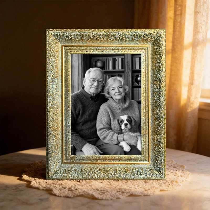 Cadre 8 po x 10 po orné de 1 pièce or antique pour présentation de photos d'animaux