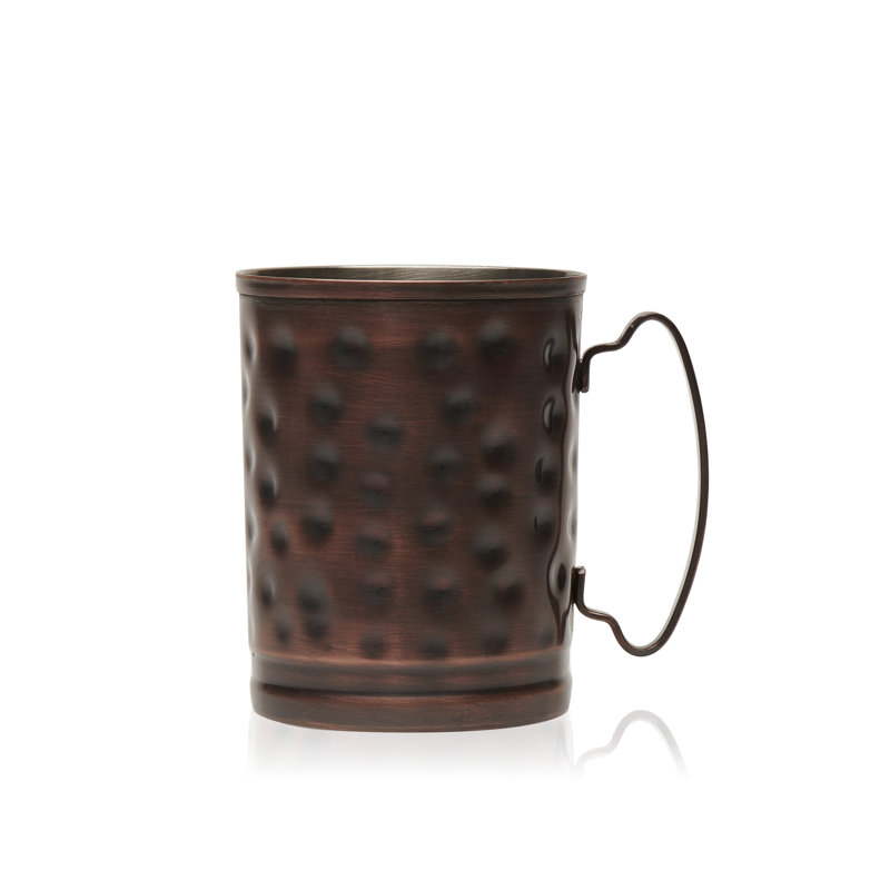 Libbey Hammered Copper Mugs with Stainless Steel Lining, Set of 4