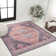 Lesandra Geometric Medallions Machine-Washable Terracotta/Navy Rug