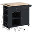 Kitchen Island With Electric Socket & Drop Leaf. Wine Storage, Side Shelf, 5-Wheeled For Efficiency Power Outlet Folding Table, Storage Cabinet - Black