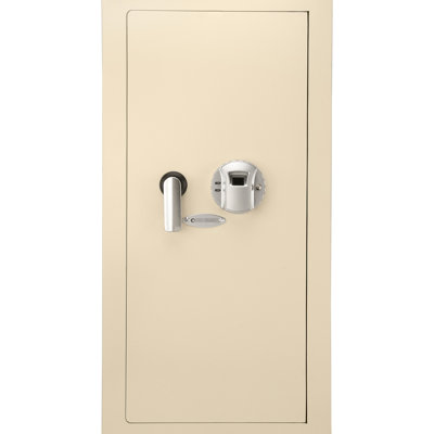 Coffre-fort mural biométrique 0,82 pi³ beige, tablette amovible et compartiment verrouillable pour le rangement organisé