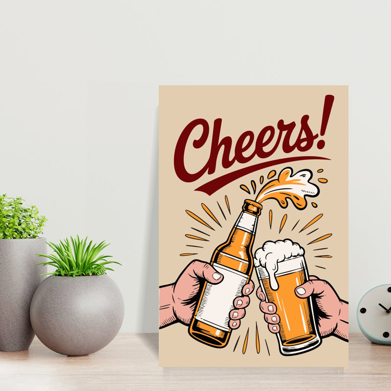 «Golden Beer Cheers», art mural rétro rétro, H 18 po x l 12 po
