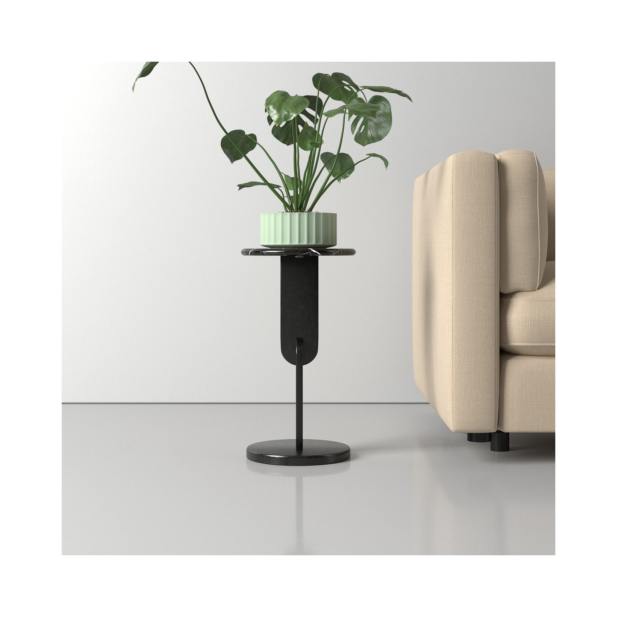 Kielle End Table, Black Marble, Black