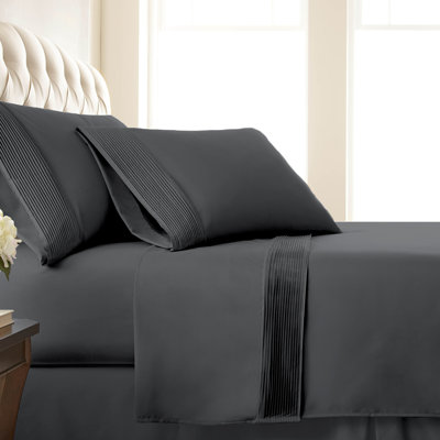 Southshore Fine Linens Vilano Extra Deep Pocket Pleated Sheet Set, Double-Brushed Microfiber 21-Inch Deep Pocket Sheets with Pleated Hem, 2 Pillowcases, California King, Slate Blue