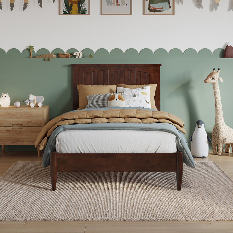  Lit plateforme Amandalee, Simple, Noyer