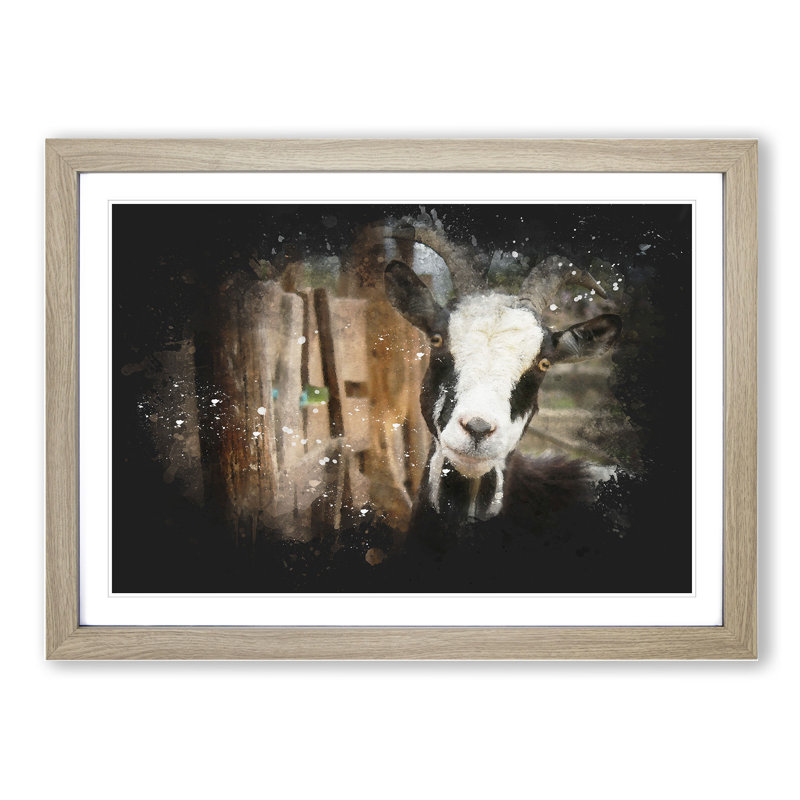 Goat Vol.1 - Picture Frame Painting, 27cm H x 36cm W x 2cm D, Oak Framed